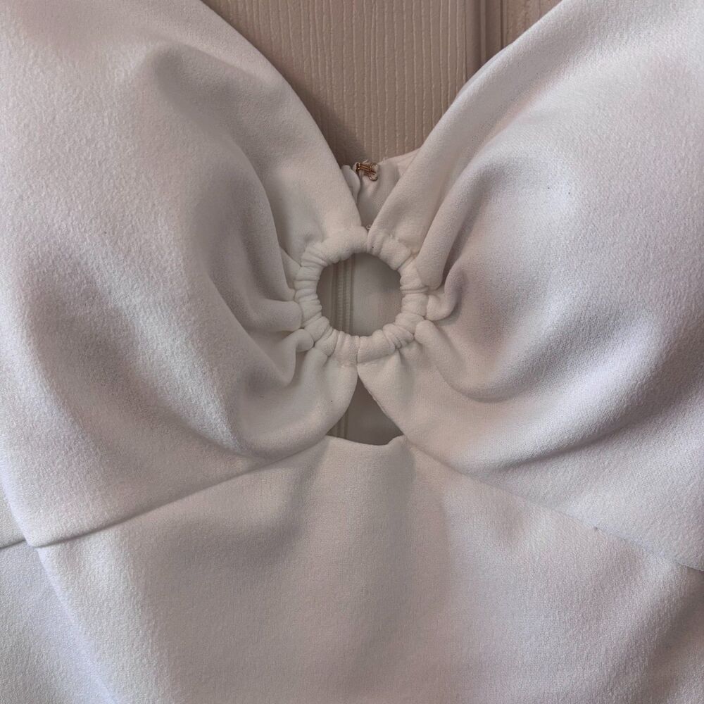 Guess White Long Sleeve Mini Dress Ring Detail Size 8 - Picture 4 of 8